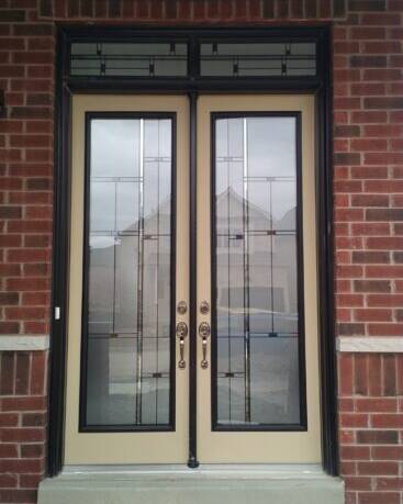 Nuance stained glass door insert, installed (photo 10)