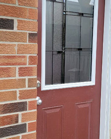 Nuance stained glass door insert, installed (photo 11)