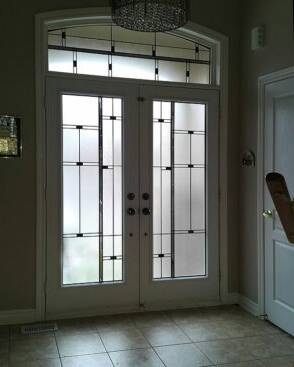 Nuance stained glass door insert, installed (photo 12)