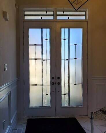 Nuance stained glass door insert, installed (photo 16)