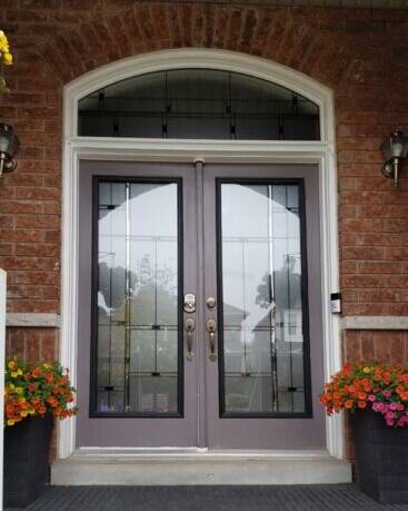 Nuance stained glass door insert, installed (photo 17)