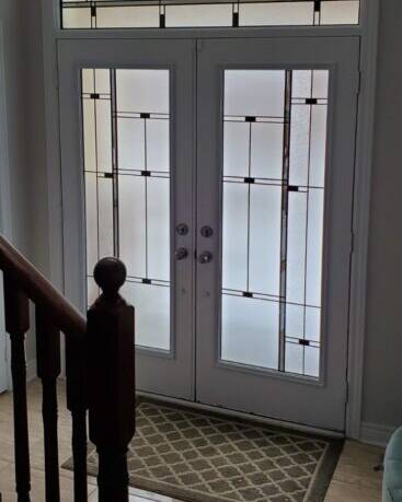 Nuance stained glass door insert, installed (photo 20)