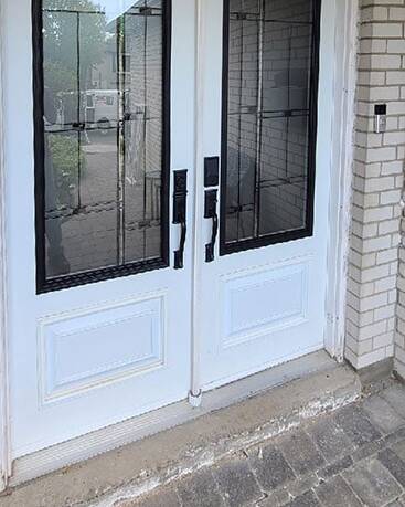 Nuance stained glass door insert, installed (photo 24)