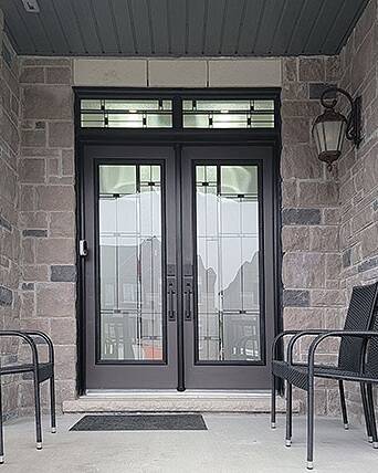 Nuance stained glass door insert, installed (photo 25)