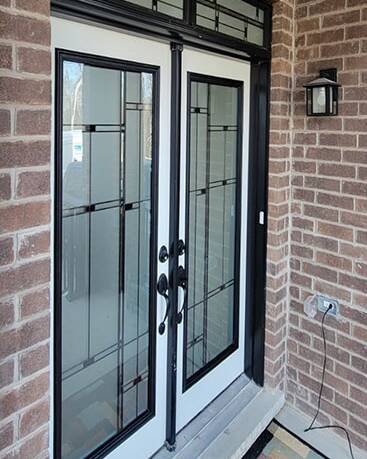 Nuance stained glass door insert, installed (photo 26)