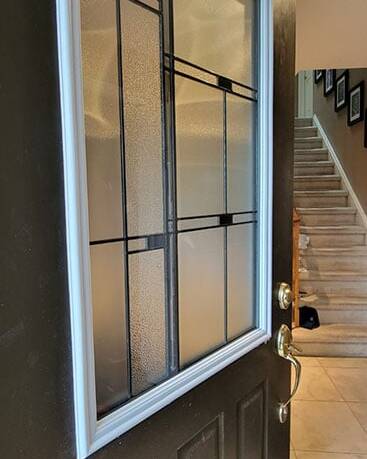 Nuance stained glass door insert, installed (photo 28)