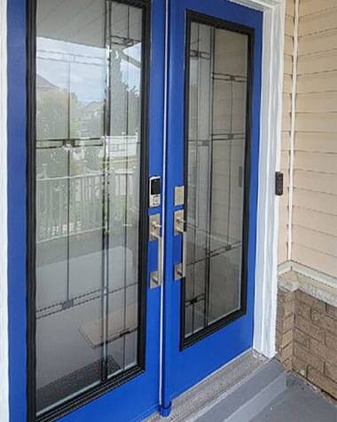 Nuance stained glass door insert, installed (photo 30)