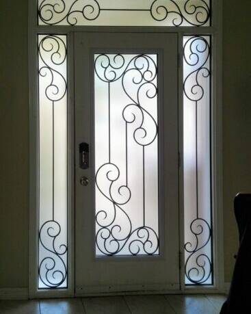 Odyssey wrought iron door insert, installed (photo 2)