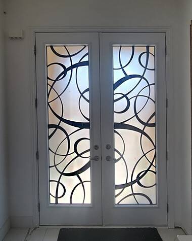 Blazer laser cut iron door insert, installed (photo 8)
