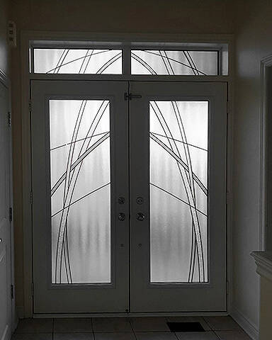 Rialto decorative glass door insert, installed (photo 2)