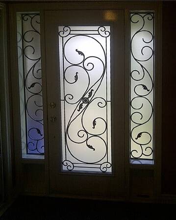 Salonica wrought iron door insert, installed (photo 2)