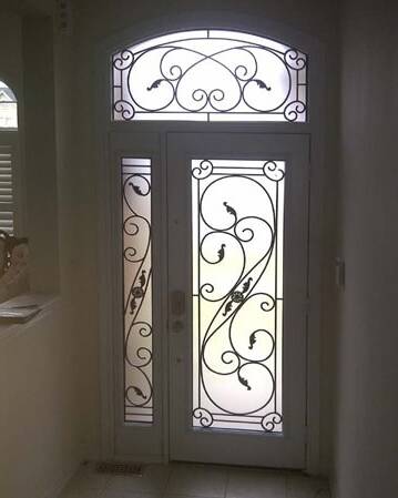 Salonica wrought iron door insert, installed (photo 8)