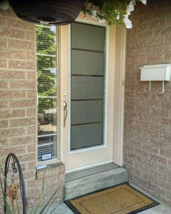 Sandblast decorative glass door insert, installed (photo 6)