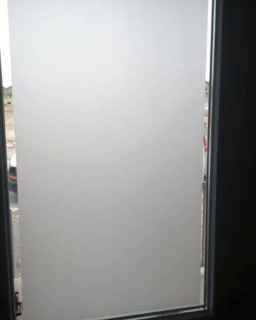 Sandblast decorative glass door insert, installed (photo 9)