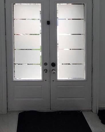 Sandblast decorative glass door insert, installed (photo 19)