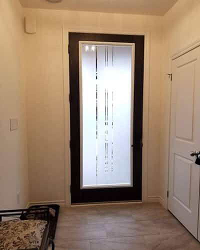 Sandblast decorative glass door insert, installed (photo 20)