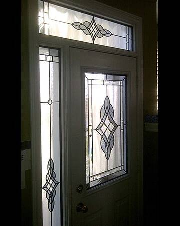 Serenity stained glass door insert, installed (photo 2)