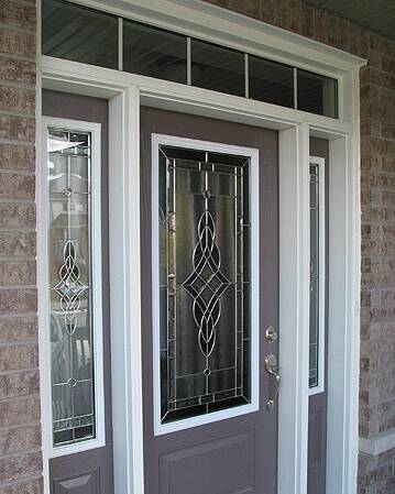 Serenity stained glass door insert, installed (photo 3)
