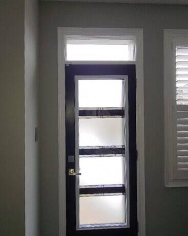 Simplex stained glass door insert, installed (photo 5)