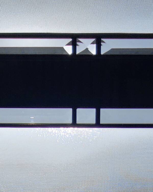 Simplex stained glass door insert, installed (photo 11)