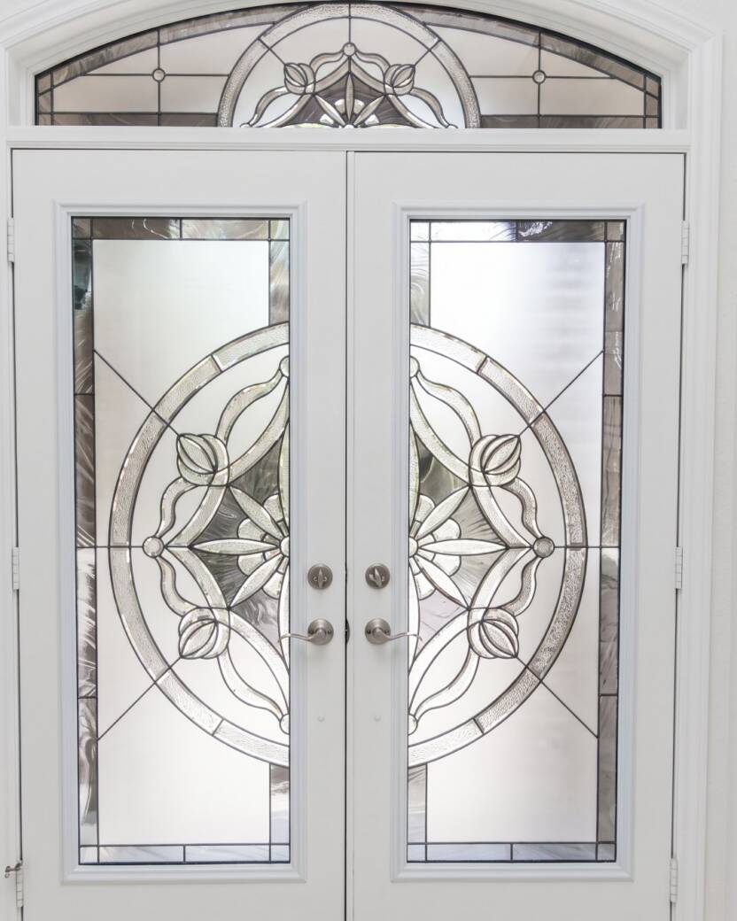 Solstice stained glass door insert
