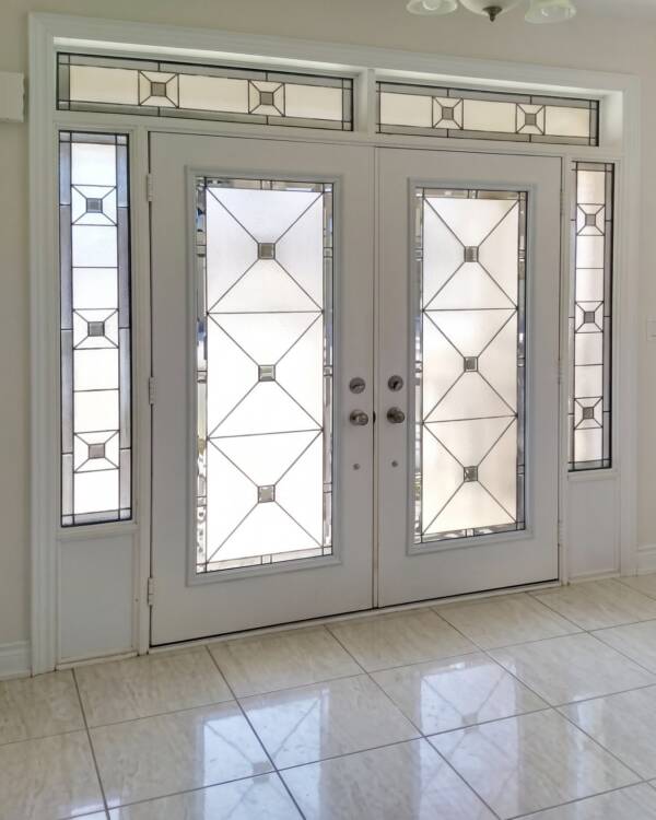 Cubix stained glass door insert