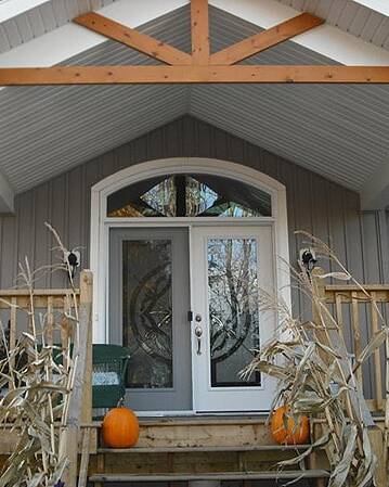 Solstice stained glass door insert, installed (photo 6)
