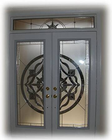Solstice stained glass door insert, installed (photo 11)