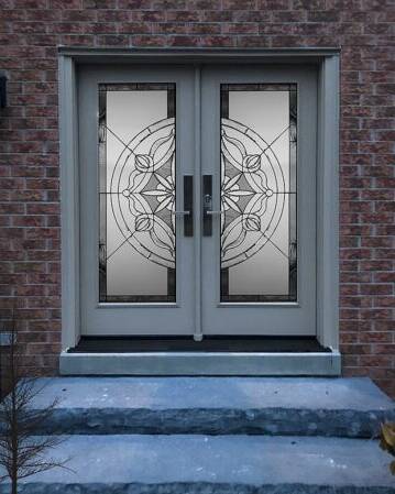 Solstice stained glass door insert, installed (photo 14)