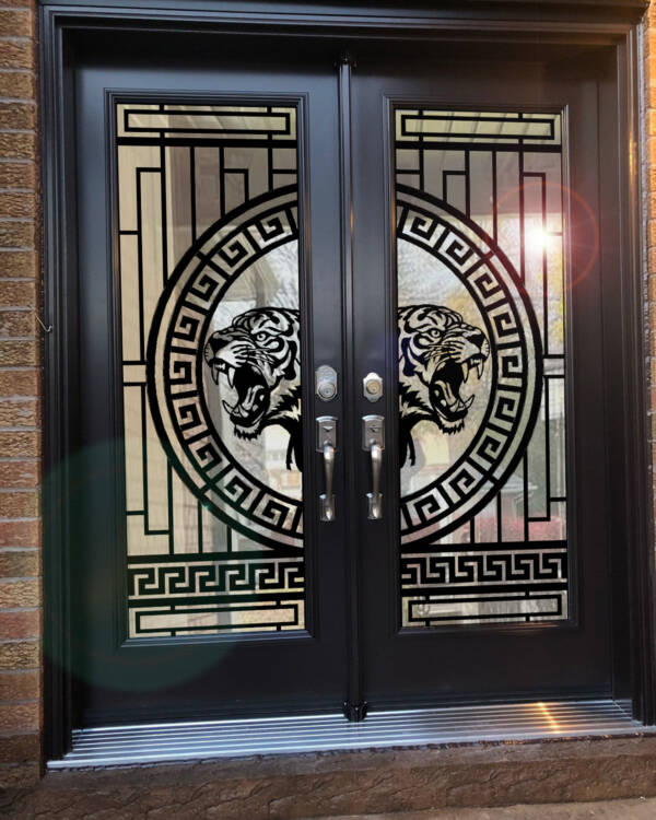 Tigris wrought iron door insert, installed (photo 2)