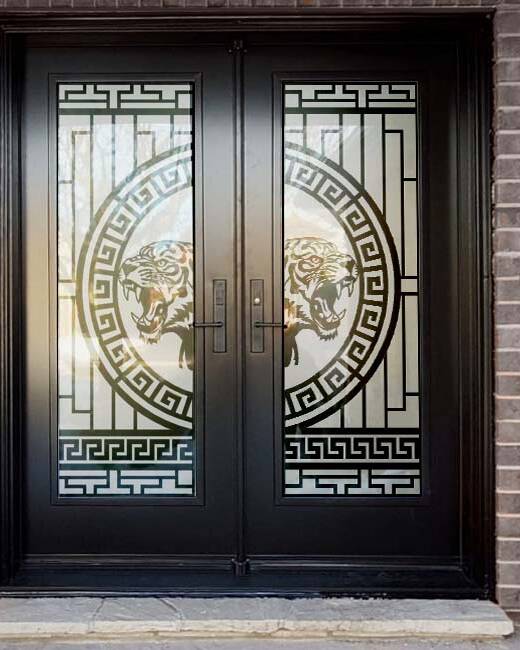 Tigris wrought iron door insert, installed (photo 3)